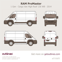 2014 Ram ProMaster 1 Gen Cargo Van ∙ High Roof 136 WB Van blueprint