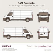 2014 Ram ProMaster 1 Gen Cargo Van ∙ High Roof 159 WB Van blueprint