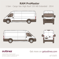 2014 Ram ProMaster 1 Gen Cargo Van ∙ High Roof 159 WB Extended Van blueprint