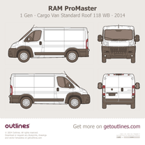 2014 Ram ProMaster 1 Gen Cargo Van ∙ Standard Roof 118 WB Van blueprint