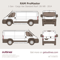 2014 Ram ProMaster 1 Gen Cargo Van ∙ Standard Roof 136 WB Van blueprint