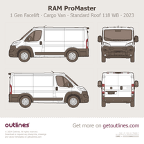 2023 Ram ProMaster 1 Gen Facelift Cargo Van ∙ Standard Roof 118 WB Van blueprint