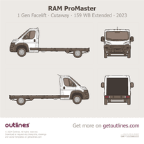 2023 Ram ProMaster 1 Gen Facelift Cutaway ∙ 159 WB Extended Heavy Truck blueprint