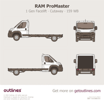 2023 Ram ProMaster 1 Gen Facelift Cutaway ∙ 159 WB Heavy Truck blueprint