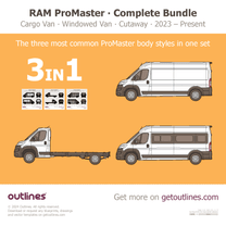 2024 Ram ProMaster 1500 3 in 1 Bundle ∙ User’s Choice ∙ $59 instead of $72 Including Cargo Van, Windowed Van, and Cutaway Van blueprint