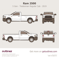 2019 Ram 2500 5 Gen Tradesman Regular Cab Pickup Truck blueprint