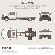 2019 Ram 5500 5 Gen Chassis Cab ∙ Regular Cab 108 CA ∙ DRW ∙ Tradesman ∙ Top View Pickup Truck blueprint