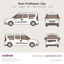 2015 Ram ProMaster City 1 Gen Wagon ∙ SLT ∙ Rear Windows Wagon blueprint