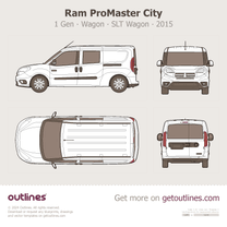 2015 Ram ProMaster City 1 Gen Wagon ∙ SLT ∙ Top View Wagon blueprint
