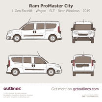 2019 Ram ProMaster City 1 Gen Facelift Wagon ∙ SLT ∙ Rear Windows Wagon blueprint