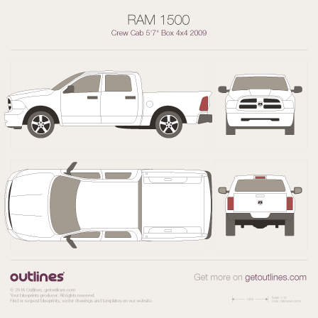 2010 Ram 1500 Pickup Truck blueprints and drawings