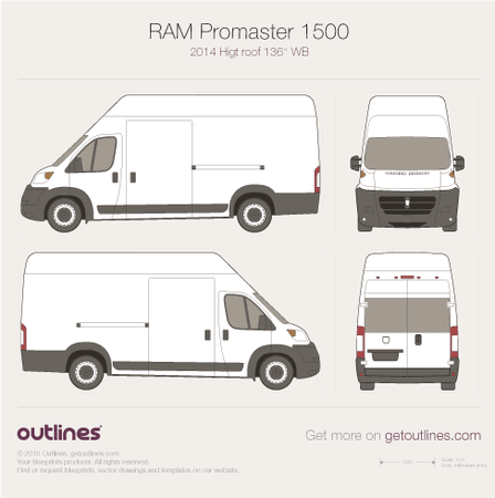2014 Ram ProMaster 1500 Cargo Van blueprints and drawings