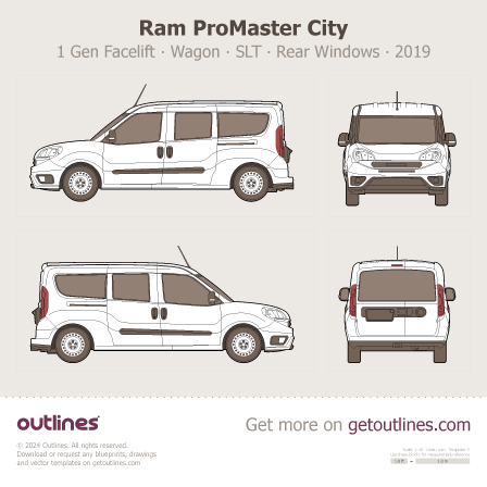 2019 Ram ProMaster City 1 Gen Facelift Wagon blueprints and drawings