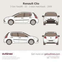 2009 Renault Clio 3 Gen Facelift ∙ III 3-door Hatchback blueprint