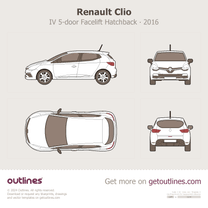 2016 Renault Clio IV Facelift 5-door ∙ Top View Hatchback blueprint