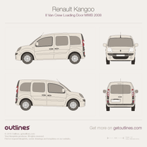 2008 Renault Kangoo Van Crew Loading Door MWB Wagon blueprint