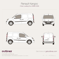 2008 Renault Kangoo Van Loading Door MWB Van blueprint