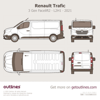 2021 Renault Trafic 3 Gen Facelift2 ∙ X82 Panel Van ∙ L2H1 ∙ Top View Van blueprint