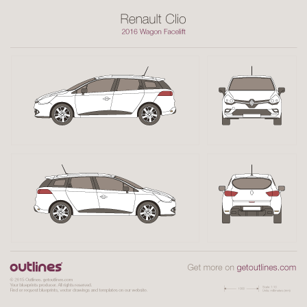 2016 Renault Clio IV Facelift Wagon blueprint