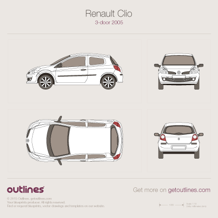 2005 Renault Clio III Hatchback blueprints and drawings