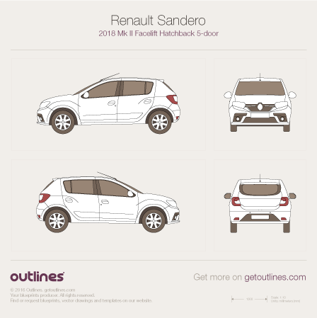 2018 Renault Sandero II Hatchback blueprints and drawings