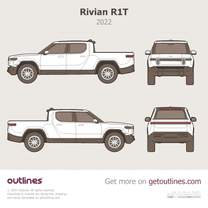 2022 Rivian R1T EV Pickup Truck blueprint