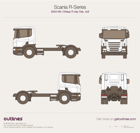 2004 Scania R-Series Chassis Mk I Heavy Truck blueprints and drawings