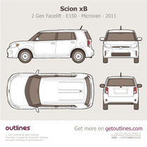 2011 Scion xB 2 Gen Facelift ∙ E150 Top View Microvan blueprint