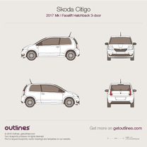2017 Skoda Citigo Mk I Facelift 3-doors Hatchback blueprint