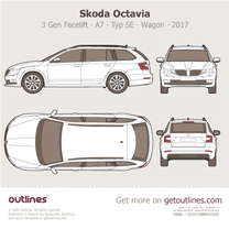2017 Skoda Octavia 3 Gen Facelift ∙ A7 ∙ Typ 5E Top View Wagon blueprint