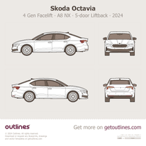 2024 Skoda Octavia 4 Gen Facelift ∙ A8 NX 5-door Liftback Sedan blueprint