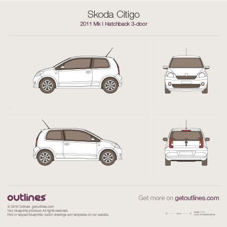 2011 Skoda Citigo Hatchback blueprints and drawings