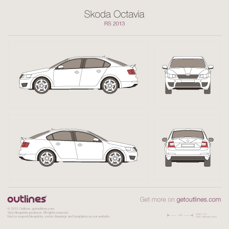2013 Skoda Octavia RS A7 Mk III Hatchback blueprints and drawings