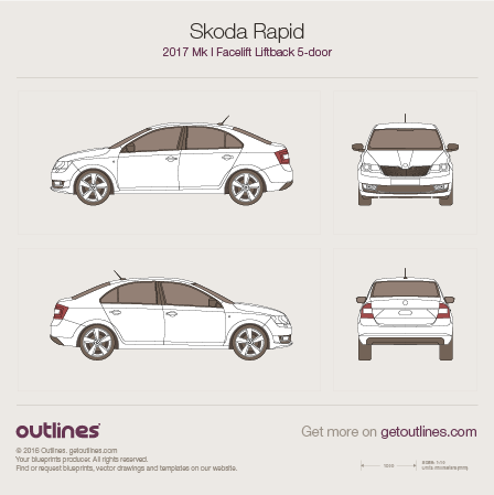 2017 Skoda Rapid Liftback Hatchback blueprints and drawings