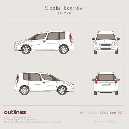 Download drawing Skoda Roomster Minivan 2007 in ai pdf png svg formats