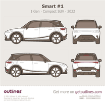 2022 Smart #1 1 Gen EV ∙ Compact SUV blueprint