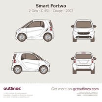 2007 Smart Fortwo 2 Gen ∙ C 451 3-door Coupe Hatchback blueprint