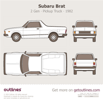1982 Subaru Brat 2 Gen ∙ II Top View Pickup Truck blueprint