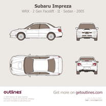 2005 Subaru Impreza WRX 2 Gen Facelift ∙ II Top View Sedan blueprint