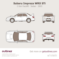 2003 Subaru Impreza WRX STi 2 Gen Facelift Top View Sedan blueprint