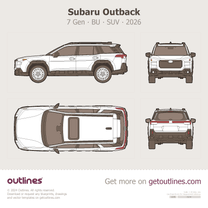 2026 Subaru Outback 7 Gen Top View SUV blueprint