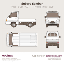 1999 Subaru Sambar Truck ∙ 6 Gen GD ∙ TT ∙ GD-TT Pickup Truck blueprint