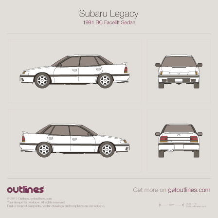 1991 Subaru Legacy BC Sedan blueprints and drawings