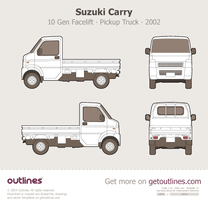 2002 Suzuki Carry 10 Gen Facelift ∙ X Pickup Truck blueprint