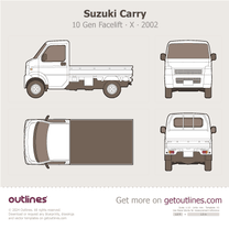 2002 Suzuki Carry 10 Gen Facelift ∙ X Top View Pickup Truck blueprint