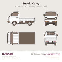 1979 Suzuki Carry ST30 Top View Pickup Truck blueprint