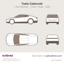 2026 Tesla Cybercab 1 Gen Robotaxi ∙ 2-door ∙ Top View Coupe blueprint