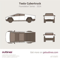 2024 Tesla Cybertruck Foundation Series ∙ Top View Pickup Truck blueprint