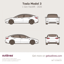 2020 Tesla Model 3 1 Gen Facelift Sedan blueprint