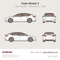 2020 Tesla Model 3 1 Gen Facelift Performance Sedan blueprint